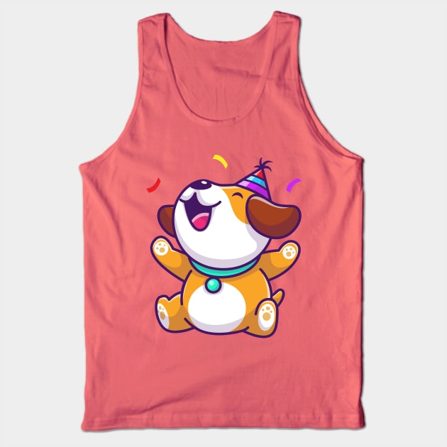 Cute Dog Birthday Party Cartoon Tank Top by Catalyst Labs